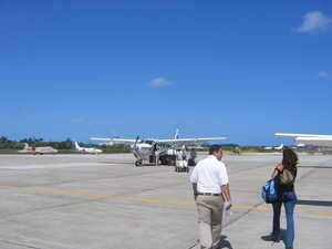This is the airplane that we took to Ambergris Caye.  It held thirteen of us plus a pilot and a trainee.  We were assured that the airline has a perfect safety record before we boarded.