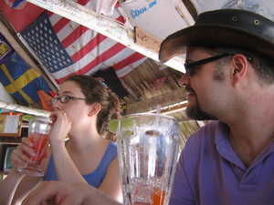 Rum punch at the expat bar up the beach from our condo.